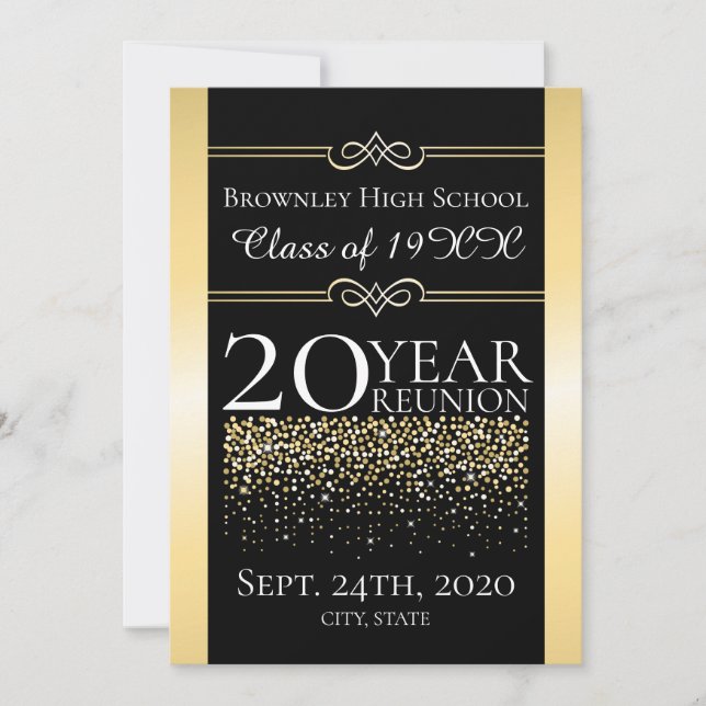 Invitación Diseño de la reunión escolar de oro (Anverso)