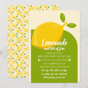 Invitación Diseño de limón, Lemonade y muchos cumpleaños dive