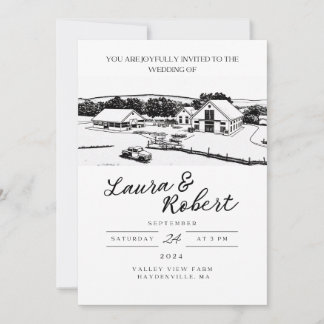 Invitación Diseño de lugar personalizado Valley View Farm Mas