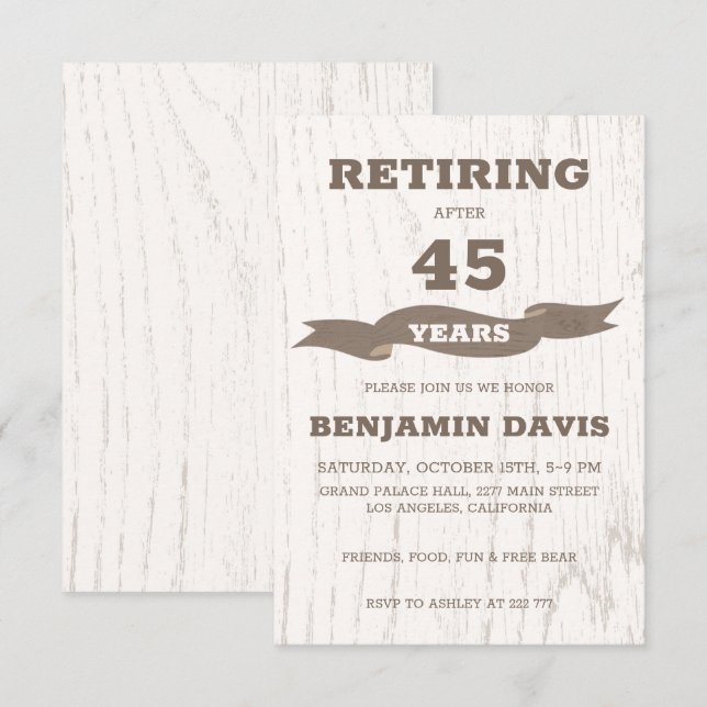 Invitación Diseño de madera (Anverso / Reverso)