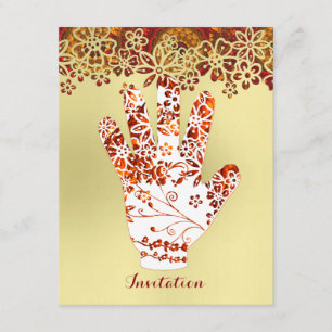 Invitación Diseño de mano de Mehndi Henna decorada con Ornate