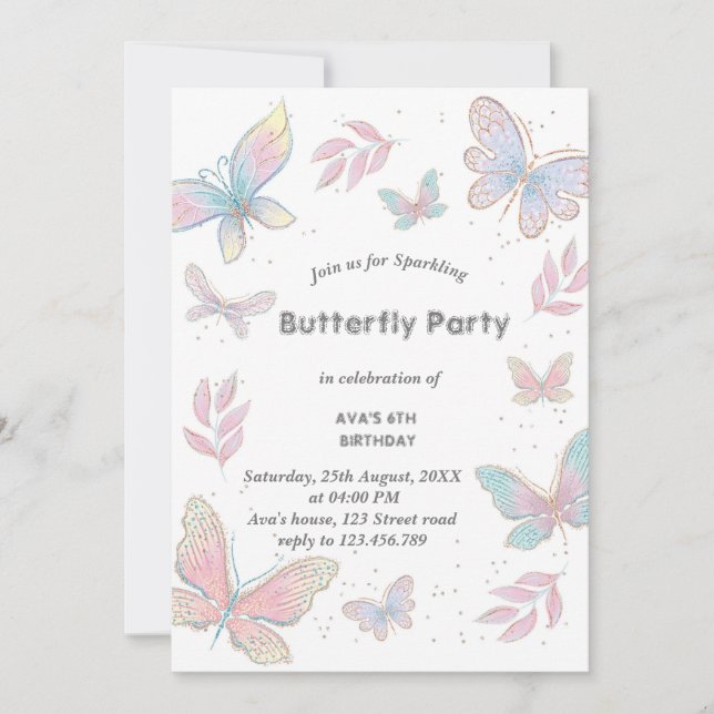 Invitación Diseño de mariposa (Anverso)