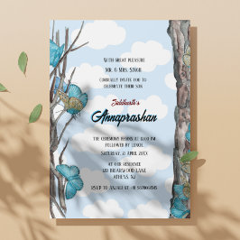 Invitación Diseño de mariposa azul primer arroz "Annaprashan"