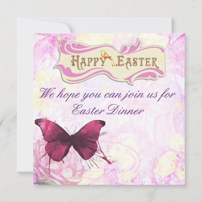 Invitación Diseño de mariposa en Fiesta de Semana Santa (Anverso)