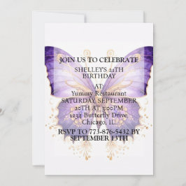Invitación Diseño de mariposa retro lindo para fiesta de cump