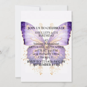 Invitación Diseño de mariposa retro lindo para fiesta de cump