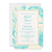 Diseño de mármol brillante en una novia turquesa y