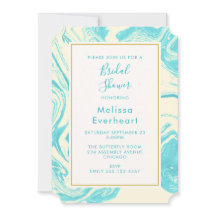 Diseño de mármol elegante en azul turquesa y crema