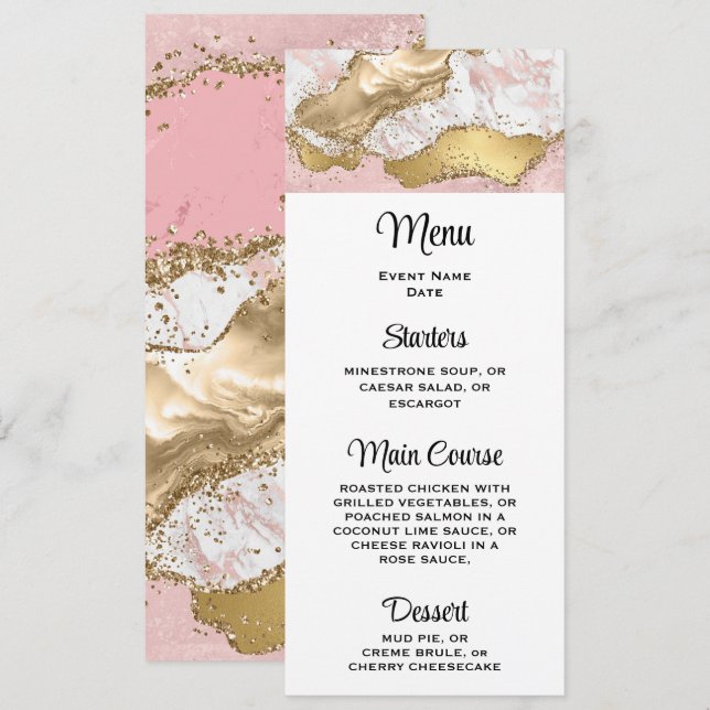 Invitación Diseño de mármol rosa de oro Rosa de lujo (Anverso / Reverso)