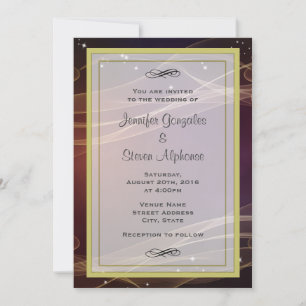 Invitación Diseño de marrón con Boda de Wispy Gold Accents
