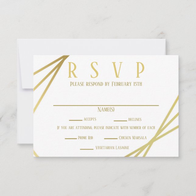 Invitación Diseño de Mediodía - Opciones de RSVP/Cena (Anverso)