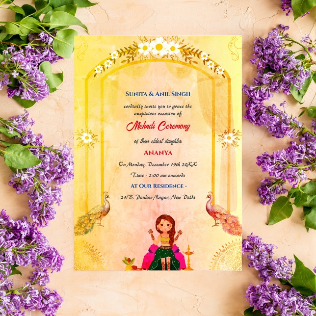 Invitación Diseño de Mehndi de Novia India para Ceremonia de  (Subido por el creador)