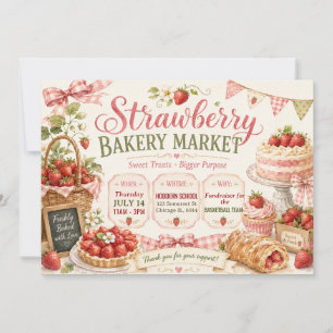 Invitación Diseño de Mercado de Panadería de Fresa