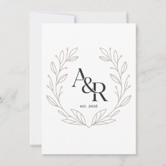 Invitación Diseño de Monograma de Boda de Lujo Minimalista