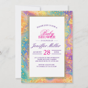 Invitación Diseño de monograma floral abstracto moderno con b