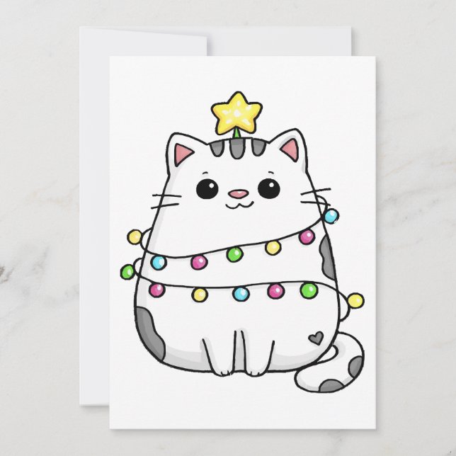 Invitación Diseño de Navidades de felino (Anverso)