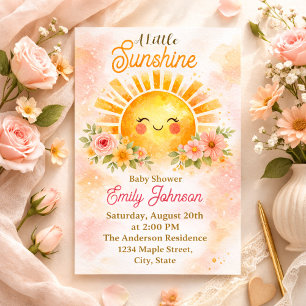 Invitación Diseño de niña floral de girasol dorado