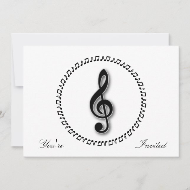 Invitación Diseño de notas de música Treble Clef (Anverso)