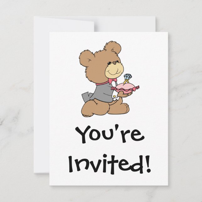 Invitación diseño de osito de peluche para portador de propos (Anverso)