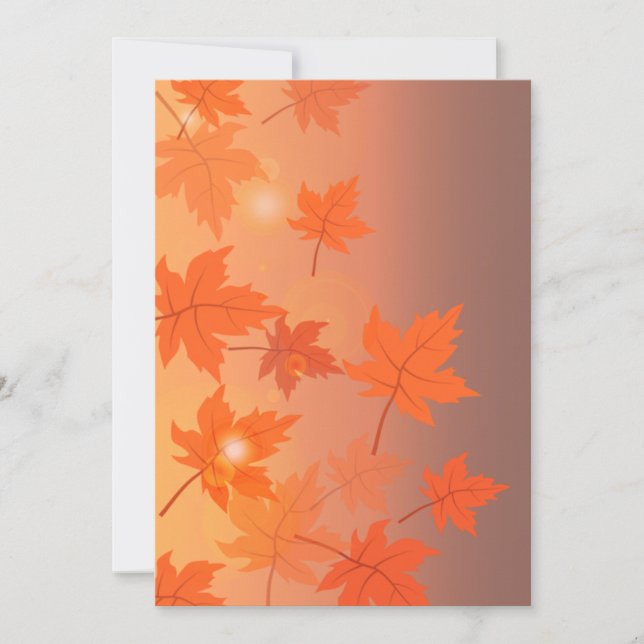 Invitación Diseño de otoño con hojas de arce y efecto bokeh (Anverso)