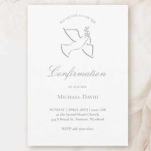 Invitación diseño de paloma blanca simple Confirmación
