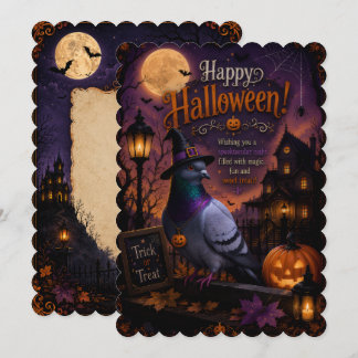 Invitación diseño de paloma de Halloween feliz
