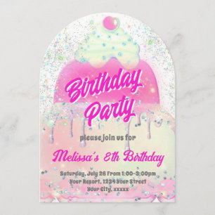 Invitación Diseño de pastel grande para niña Cumpleaños