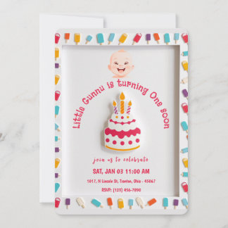 Invitación Diseño de pasteles de cumpleaños con borde de páps