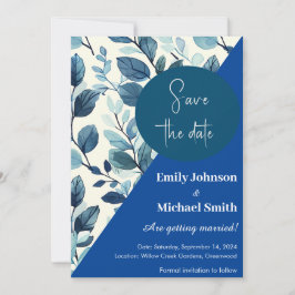 Invitación Diseño de patrón floral estilo color azul y verde 