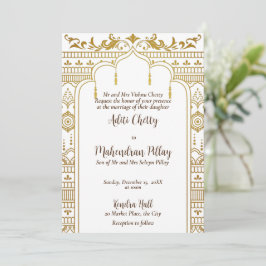 Invitación Diseño de patrones indios Mandap dorado