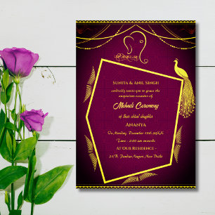 Invitación Diseño de pavo real de la ceremonia de la novia in