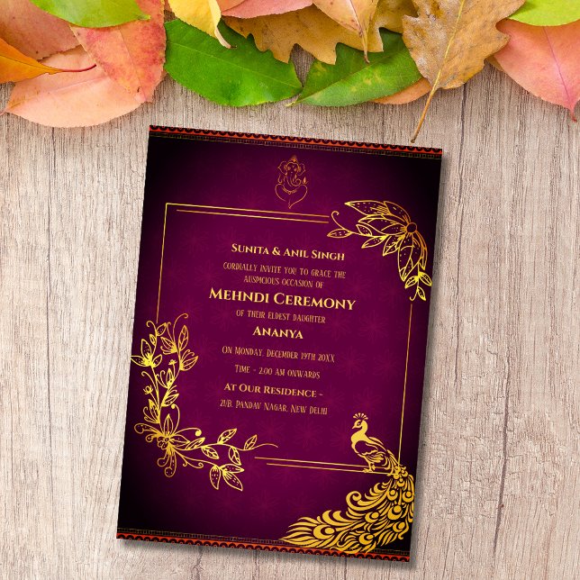 Invitación Diseño de pavo real de la ceremonia de la novia in (Subido por el creador)