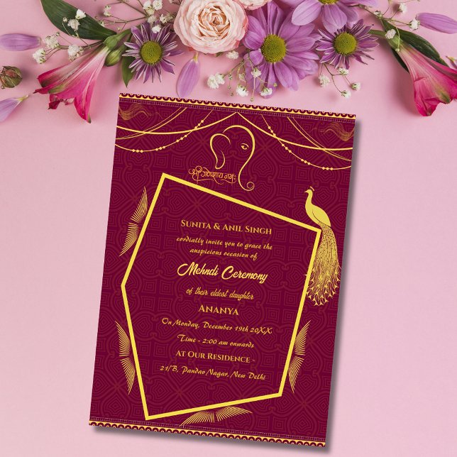 Invitación Diseño de pavo real de la ceremonia de la novia in (Subido por el creador)