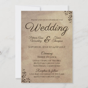 Invitación Diseño de Pergamino de Papel Rústico Elegante