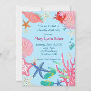 Invitación Diseño de playa de fiesta de graduación con person