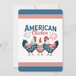 Invitación Diseño de pollo americano patriótico del 4 de juli