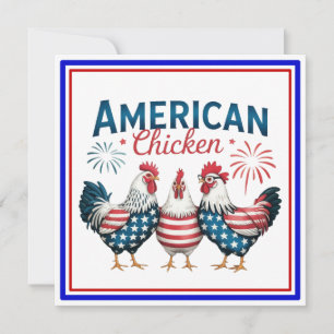 Invitación Diseño de pollo americano patriótico del 4 de juli