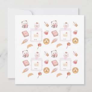 Invitación Diseño de postre dulce kawaii rosa lindo
