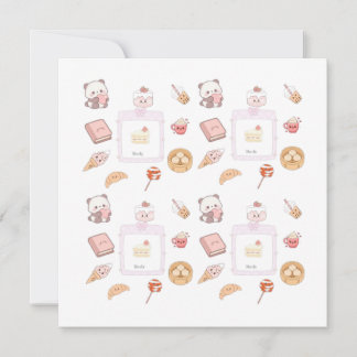 Invitación Diseño de postre dulce kawaii rosa lindo
