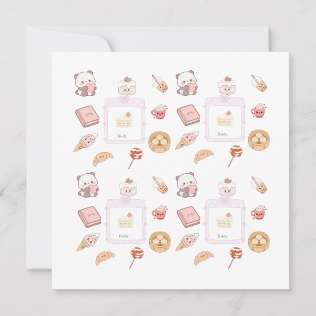 Invitación Diseño de postre dulce kawaii rosa lindo (Anverso)