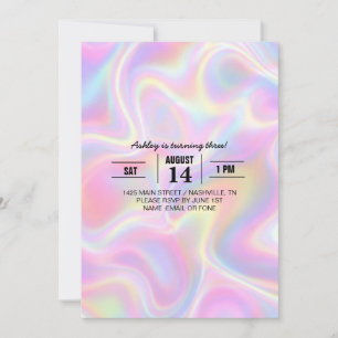 Invitación Diseño de remolino holográfico pastel vibrante fem