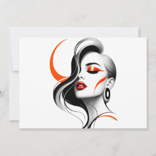 Invitación Diseño de retrato de mujer abstracto de lujo