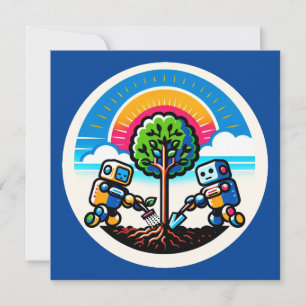 Invitación Diseño de robots ecológicos para Pegatina de plant
