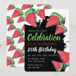 Invitación Diseño de sandía, celebración dulce cumpleaños