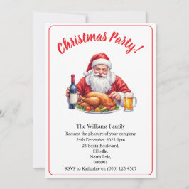 Invitación Diseño de Santa Claus para Fiesta de Navidad