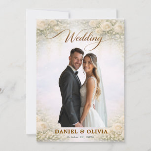 Invitación Diseño de Superposición de Foto Floral con Letra D