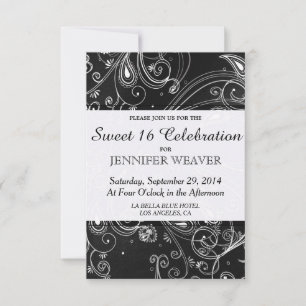 Invitación Diseño de Swirls Modernos en blanco y negro