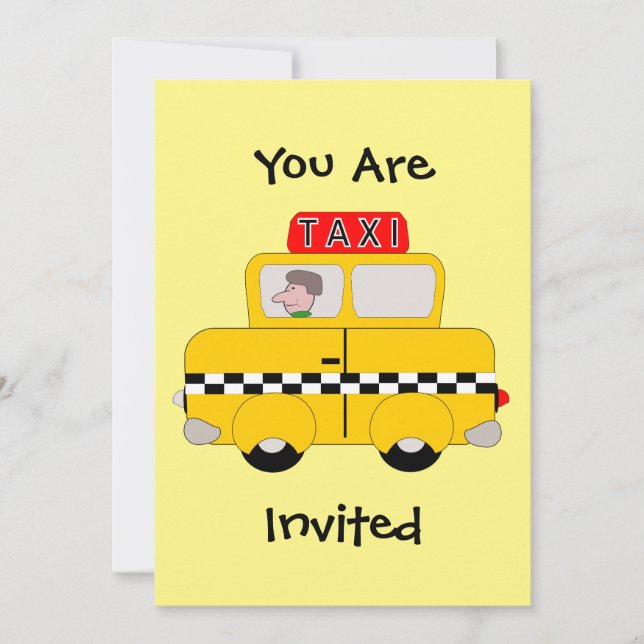 Invitación Diseño de taxis amarillos (Anverso)