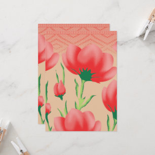 Invitación Diseño de tejido rojo vibrante con estampado flora