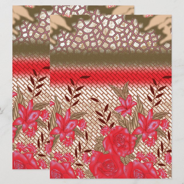 Invitación Diseño de tejidos intrincados con motivos florales (Anverso / Reverso)